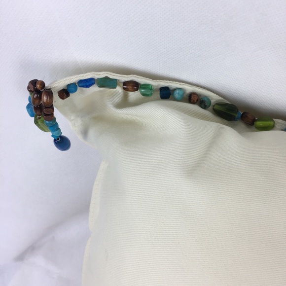 Turquoise & Glass Beaded Accent Pillow - Picture 3 of 6